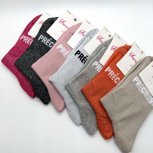 Chaussettes à Paillettes à Message "Précieuse"