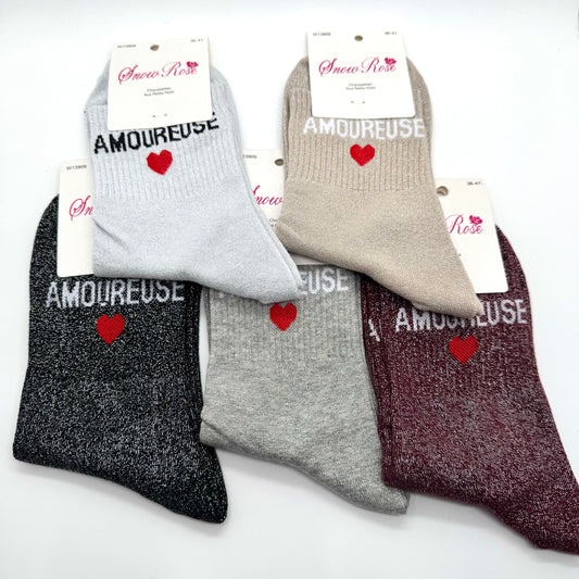 Chaussettes à Paillettes à Message " Amoureuse ♥️ "