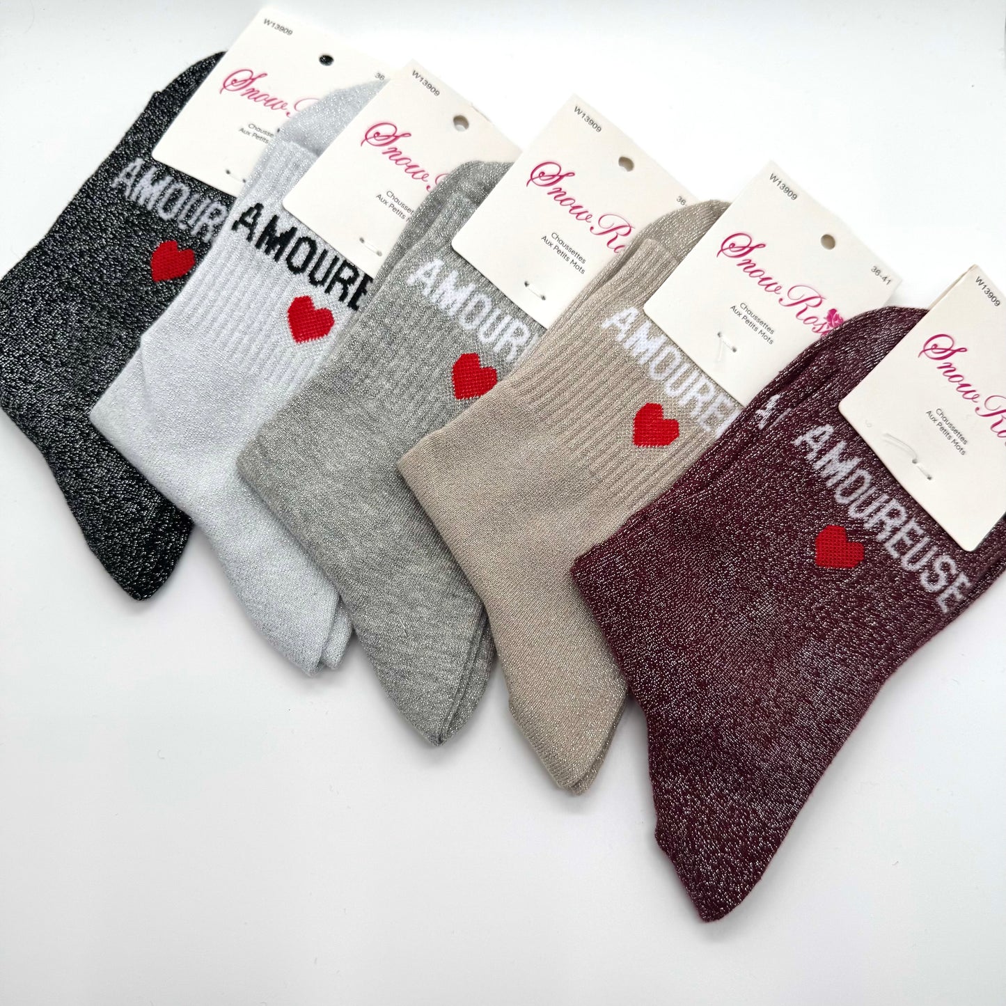 Chaussettes à Paillettes à Message " Amoureuse ♥️ "