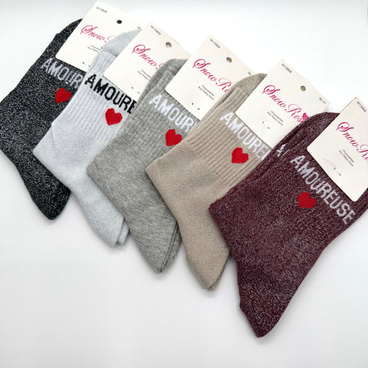 Chaussettes à Paillettes à Message " Amoureuse ♥️ "