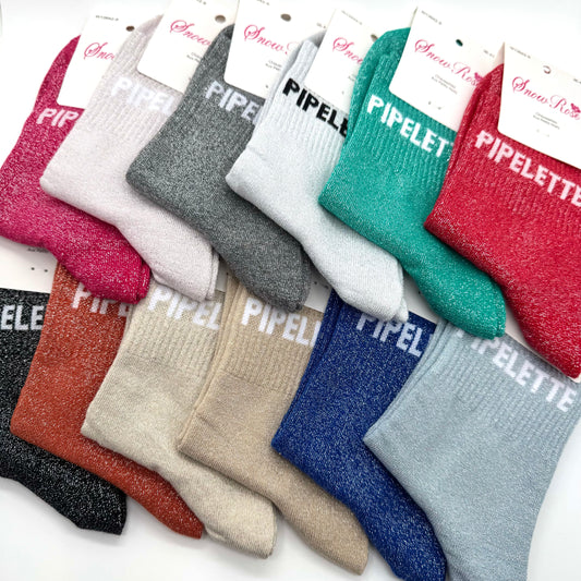 Chaussettes à Paillettes à Message " Pipelette "