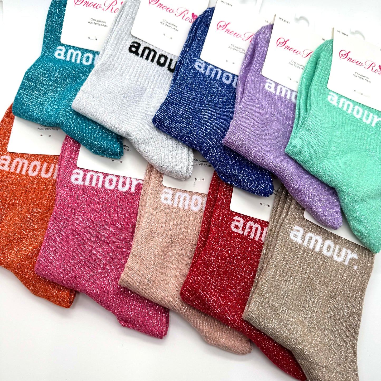 Chaussettes à Paillettes à Message " Amour "