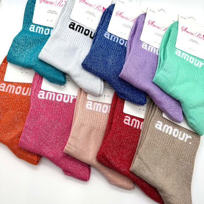 Chaussettes à Paillettes à Message " Amour "