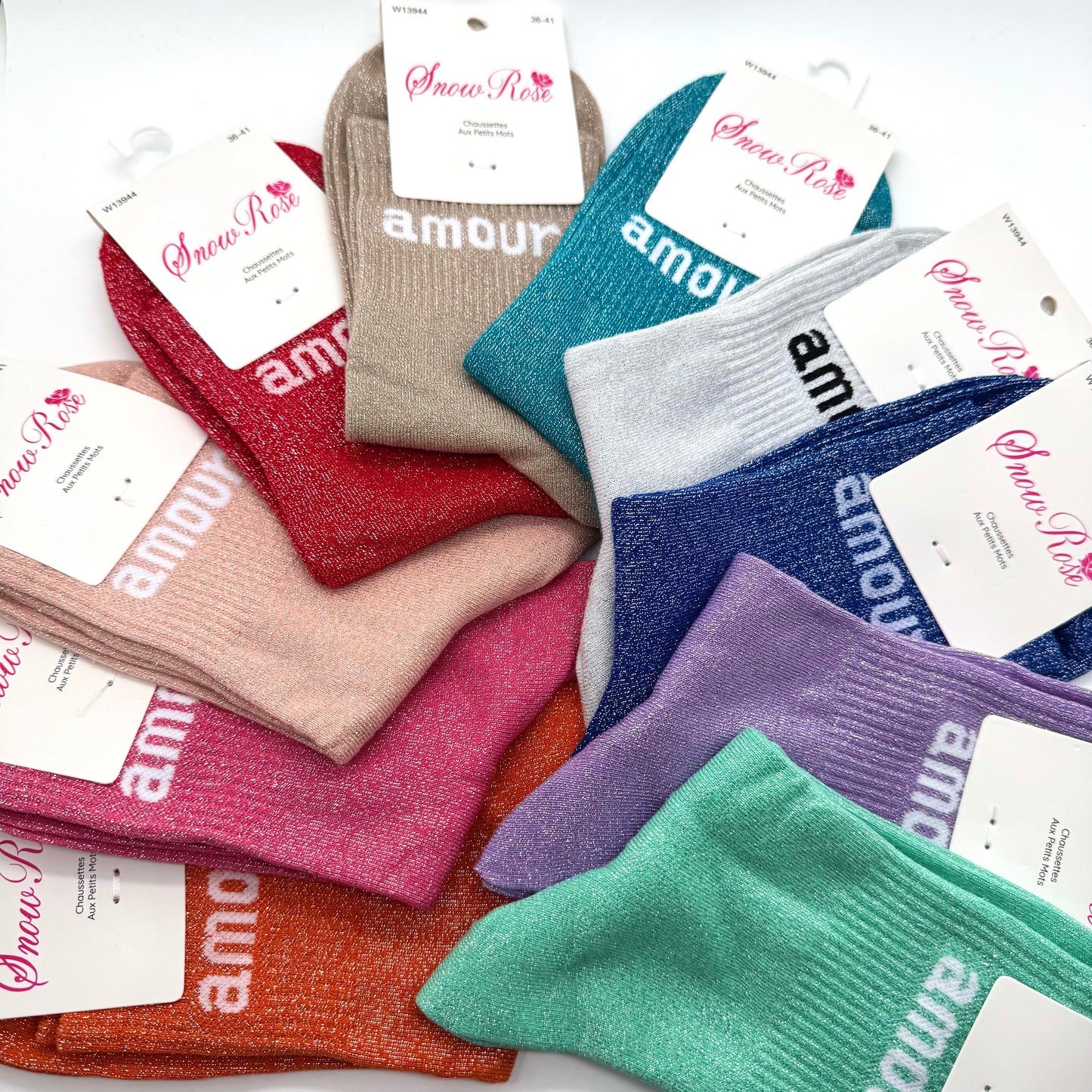Chaussettes à Paillettes à Message " Amour "