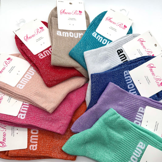 Chaussettes à Paillettes à Message " Amour "