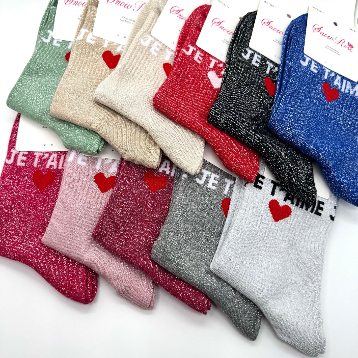 Chaussettes à Paillettes à Message "Je T'aime"
