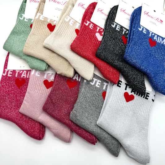 Chaussettes à Paillettes à Message "Je T'aime"