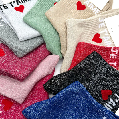Chaussettes à Paillettes à Message "Je T'aime"