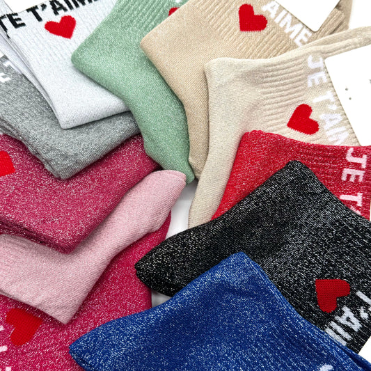 Chaussettes à Paillettes à Message "Je T'aime"