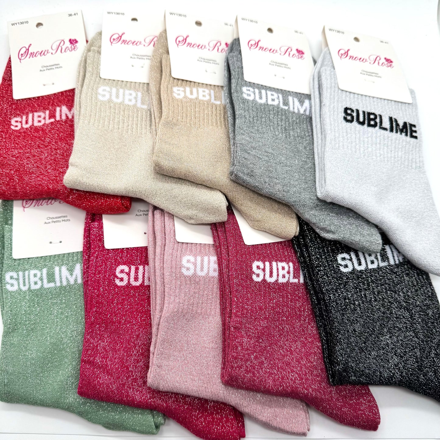 Chaussettes à Paillettes à Message " Sublime "