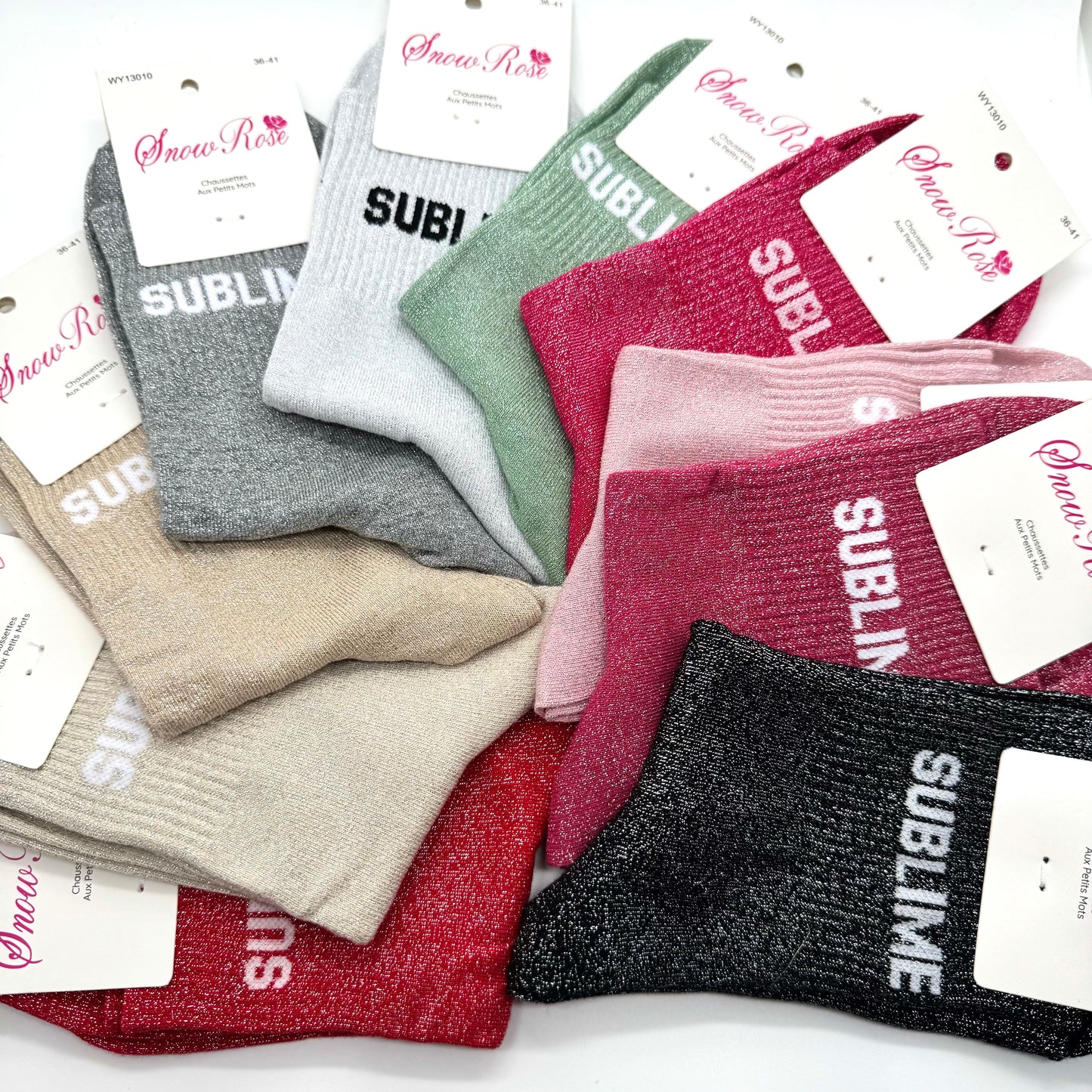 Chaussettes à Paillettes à Message " Sublime "