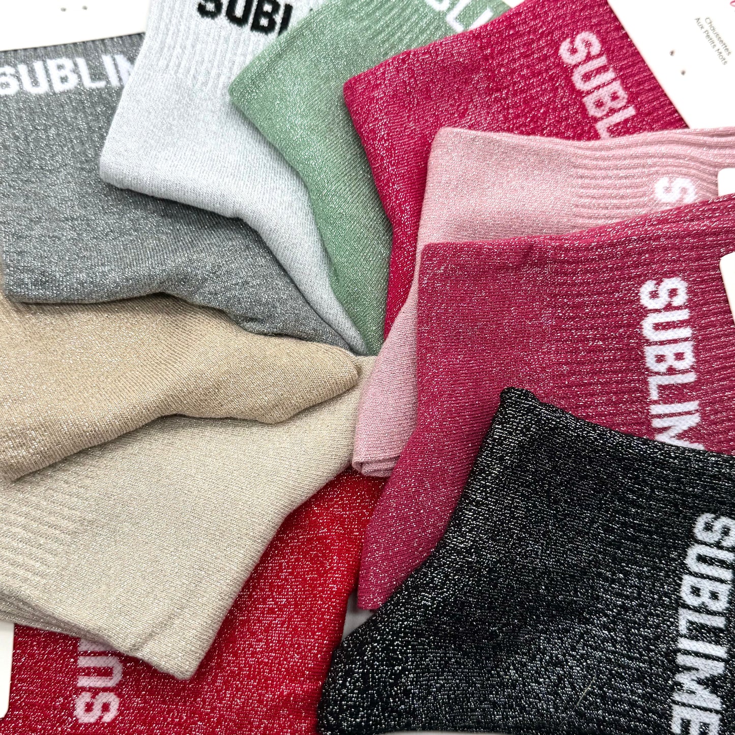 Chaussettes à Paillettes à Message " Sublime "