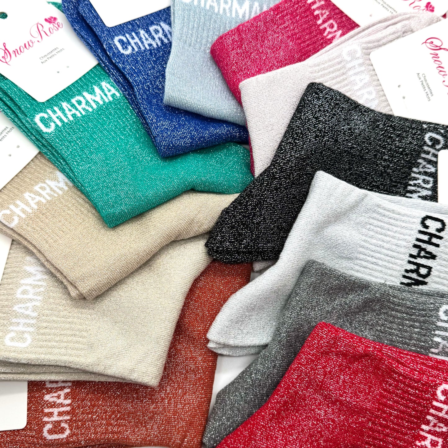 Chaussettes à Paillettes à Message " Charmante "