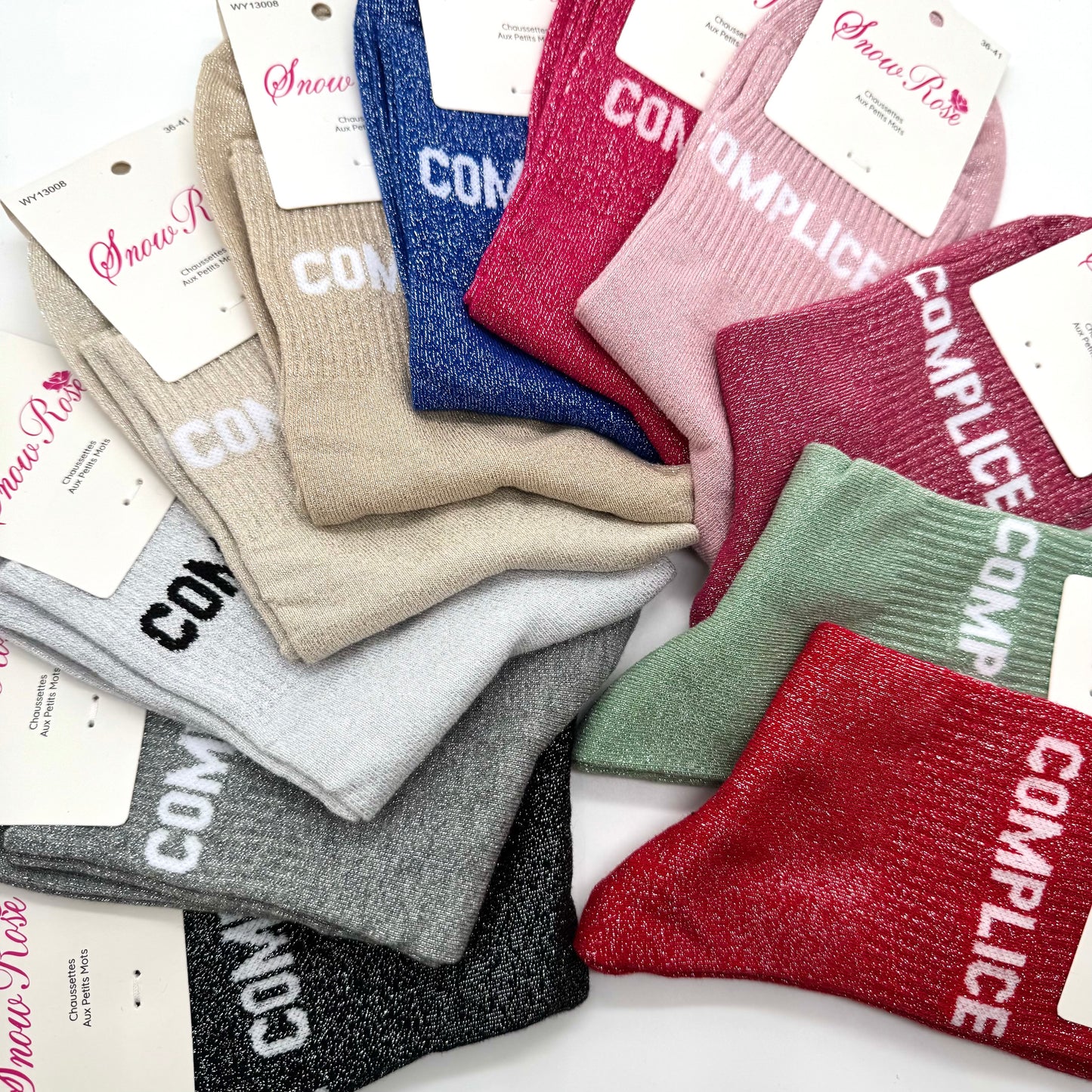 Chaussettes à Paillettes à Message " Complice "