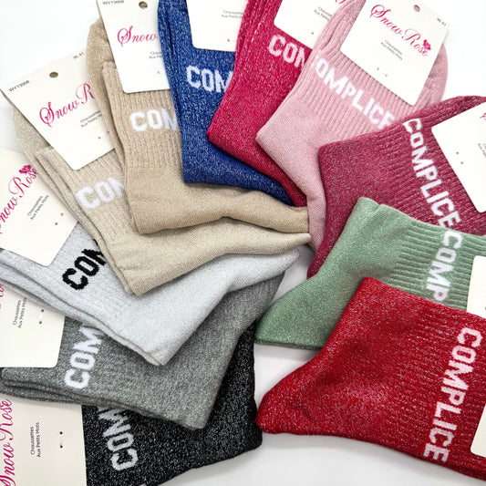 Chaussettes à Paillettes à Message " Complice "