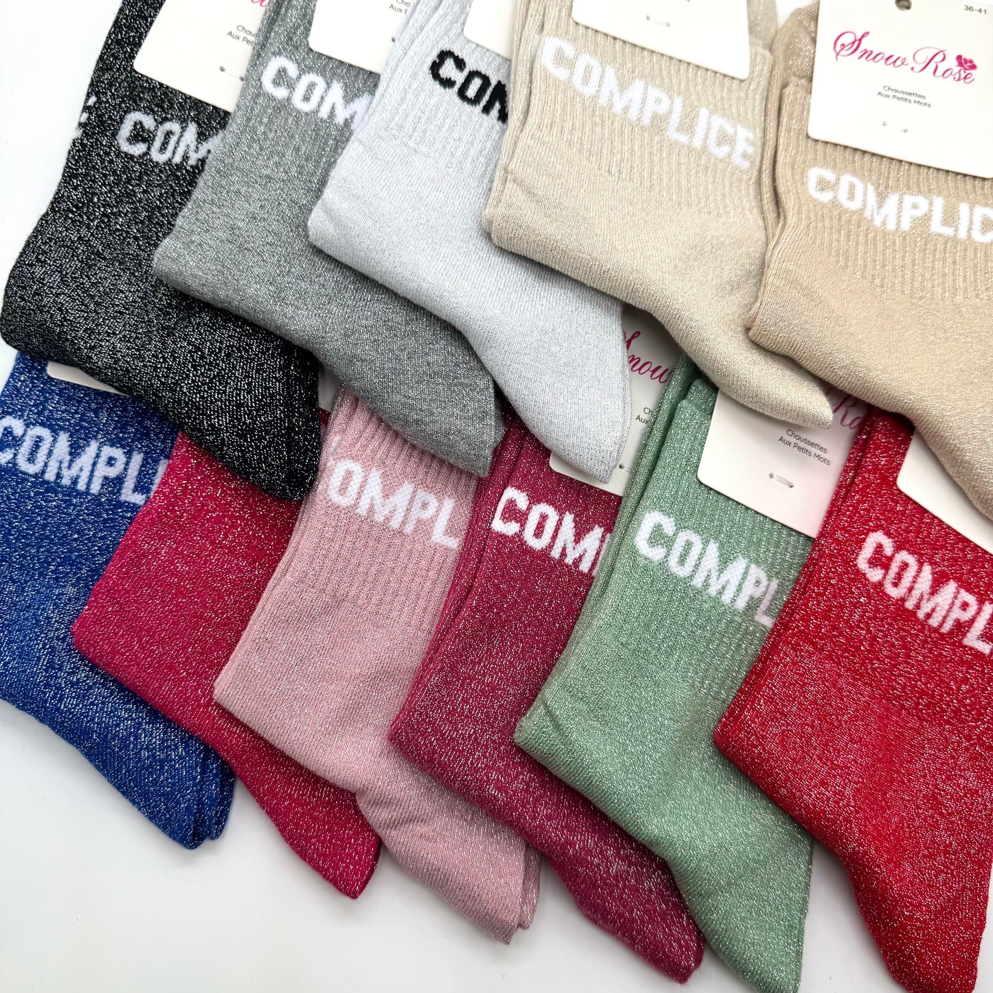 Chaussettes à Paillettes à Message " Complice "