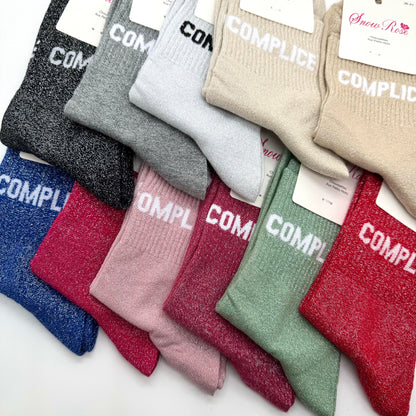 Chaussettes à Paillettes à Message " Complice "