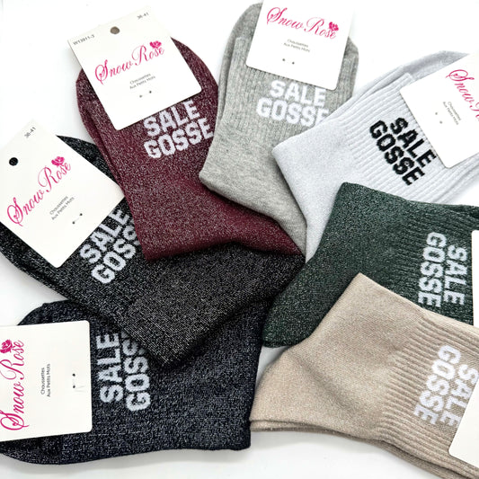 Chaussettes à Paillettes à Message " SALE GOSSE "