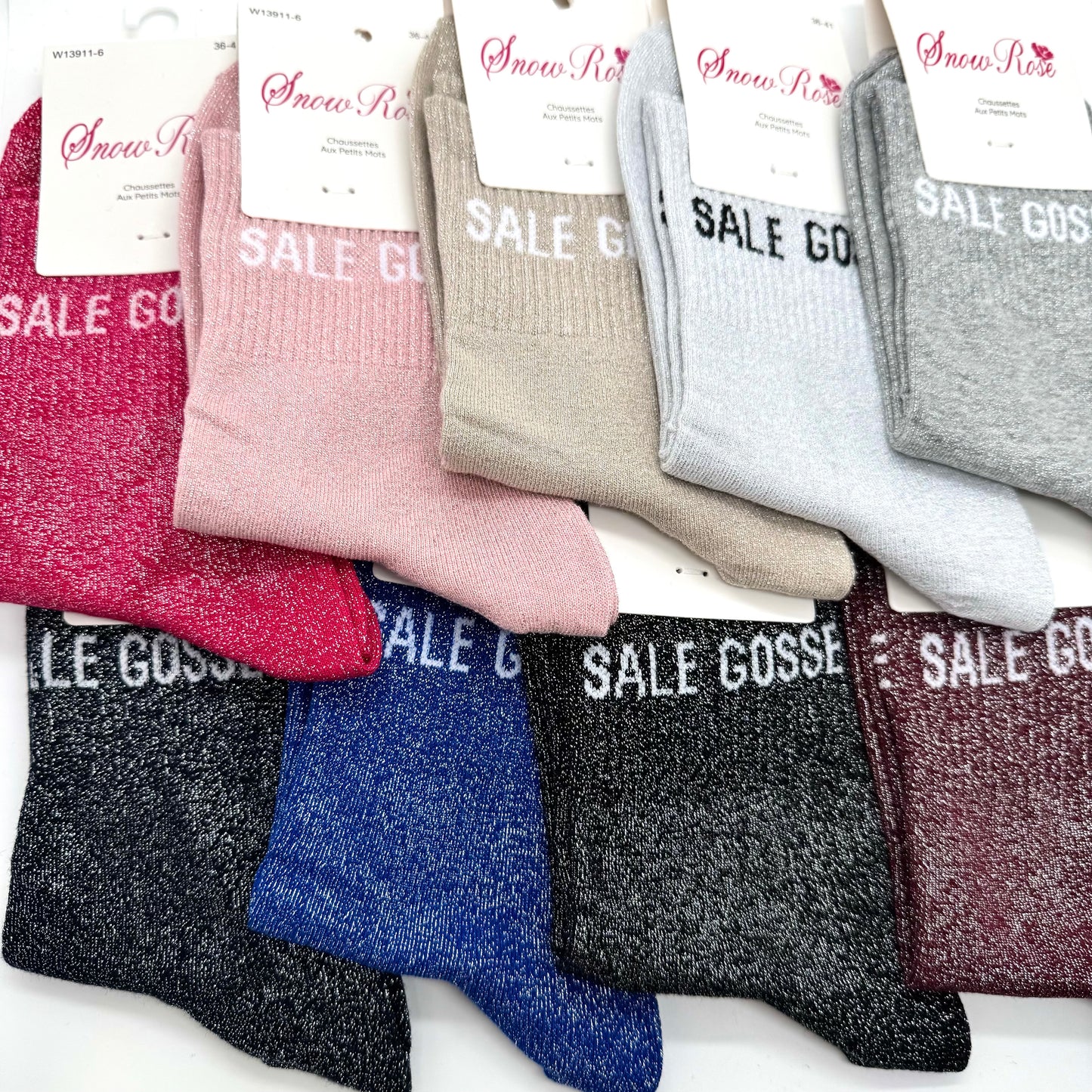 Chaussettes à Paillettes à Message " Sale gosse "