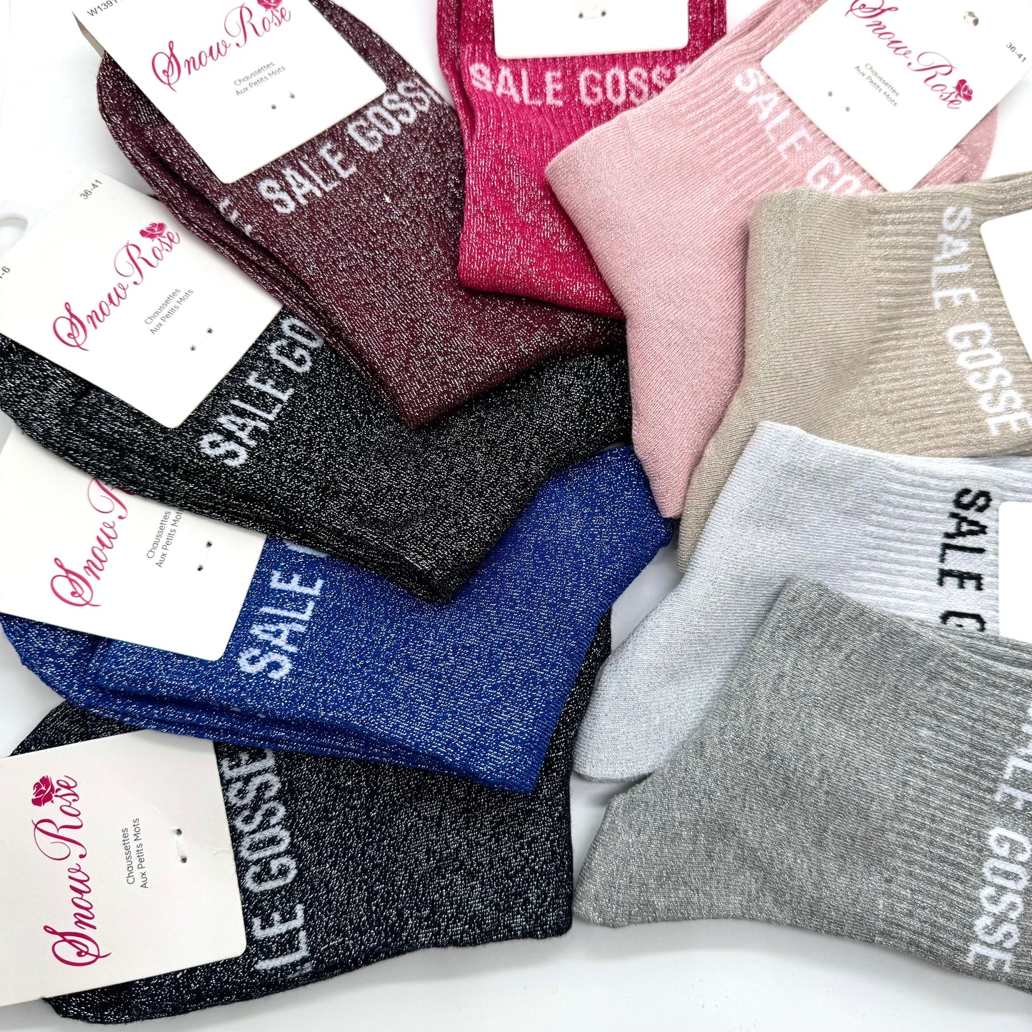 Chaussettes à Paillettes à Message " Sale gosse "