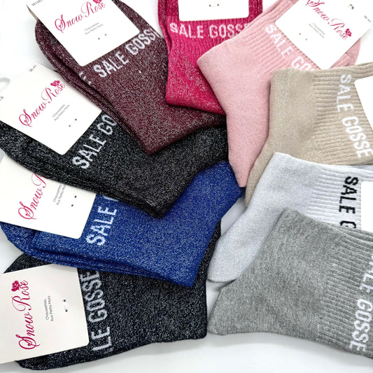 Chaussettes à Paillettes à Message " Sale gosse "