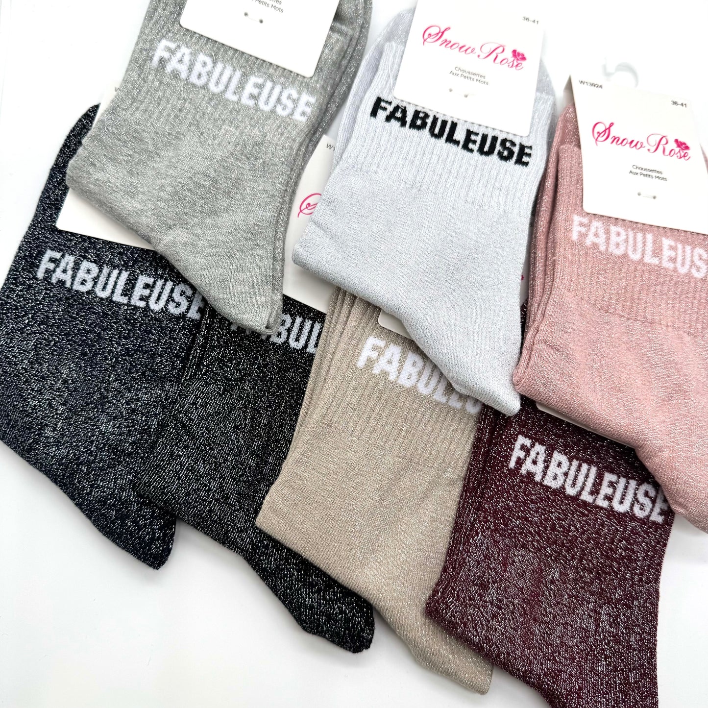 Chaussettes à Paillettes à Message "Fabuleuse"