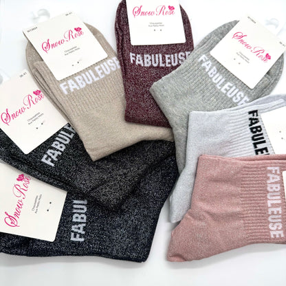 Chaussettes à Paillettes à Message "Fabuleuse"