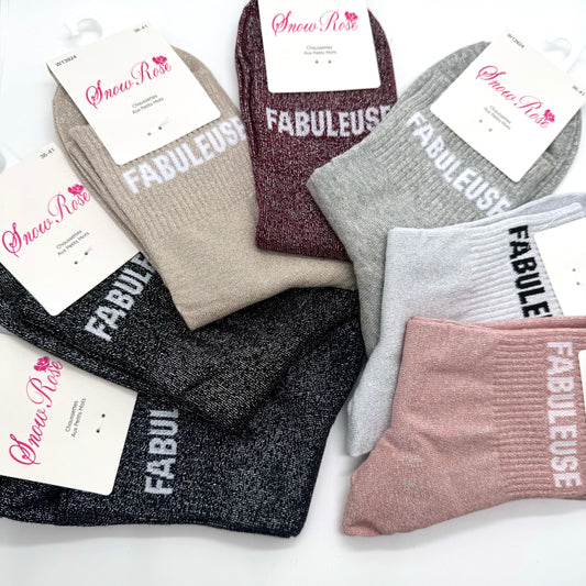 Chaussettes à Paillettes à Message "Fabuleuse"
