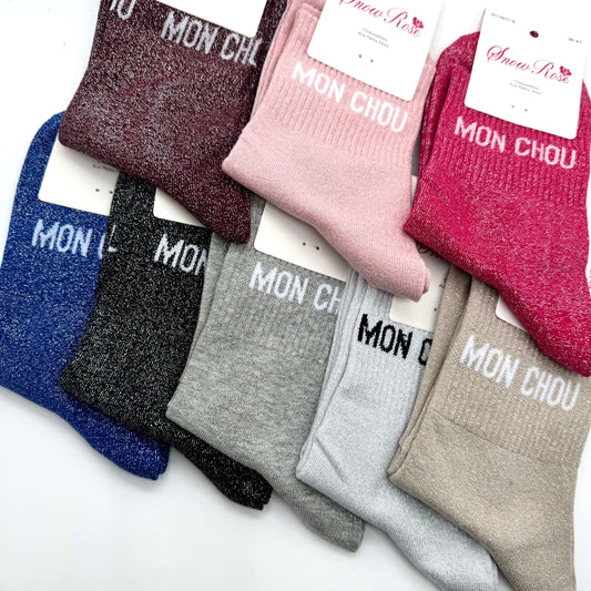 Chaussettes à Paillettes à Message " Mon chou "