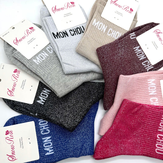 Chaussettes à Paillettes à Message " Mon chou "