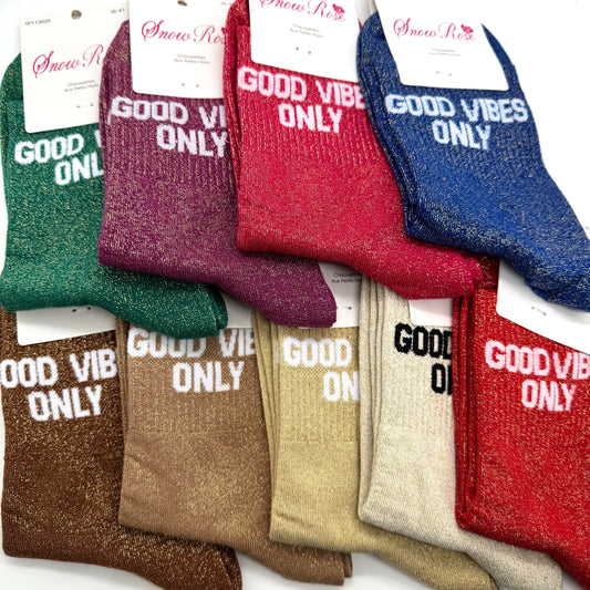 Chaussettes à Paillettes à Message " Good Vibes Only "