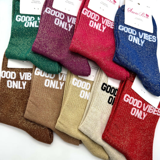 Chaussettes à Paillettes à Message " Good Vibes Only "