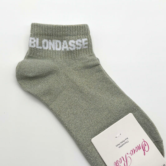 Chaussettes Socquettes à Paillettes à Message " Blondasse "