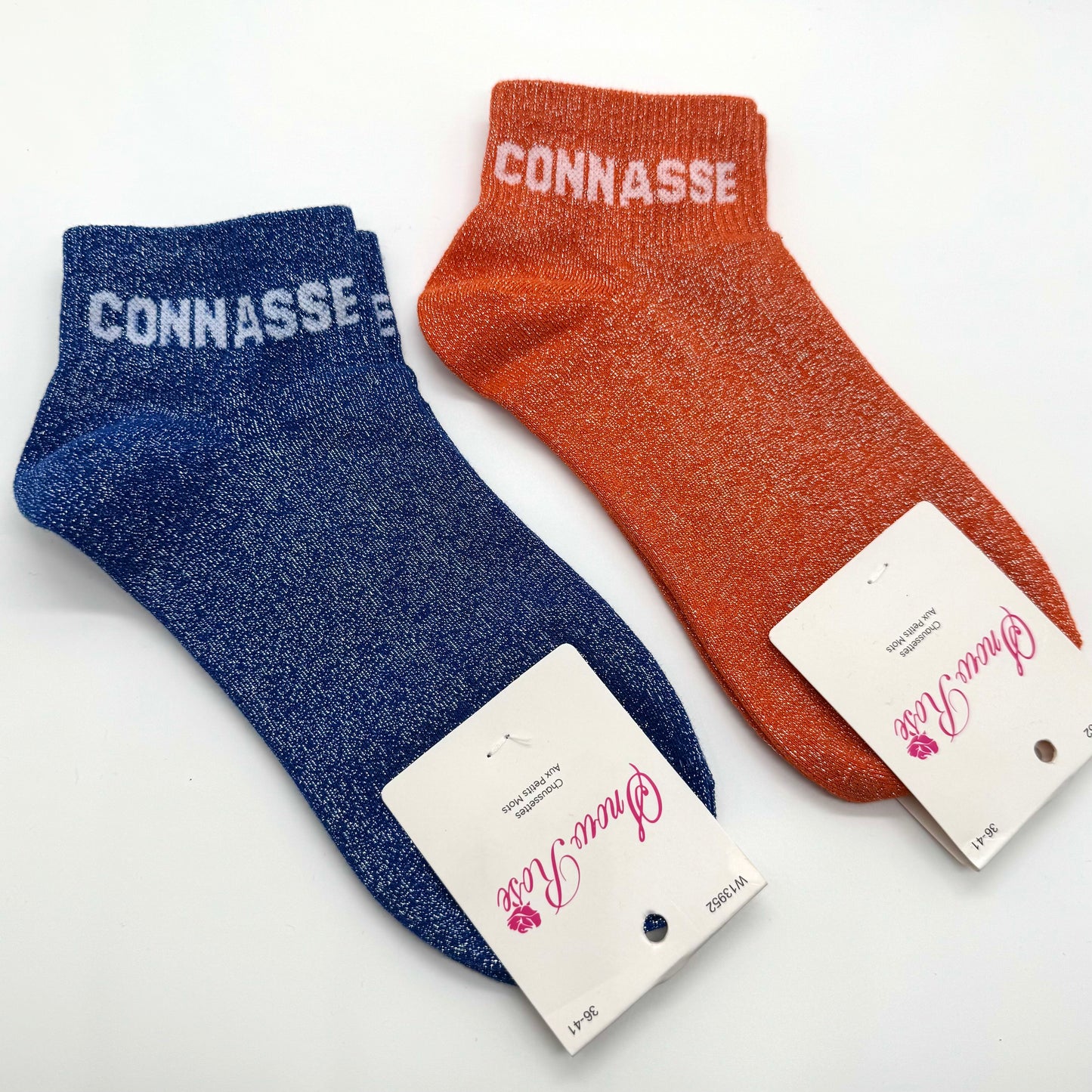 Chaussettes Socquettes à Paillettes à Message " Connasse "