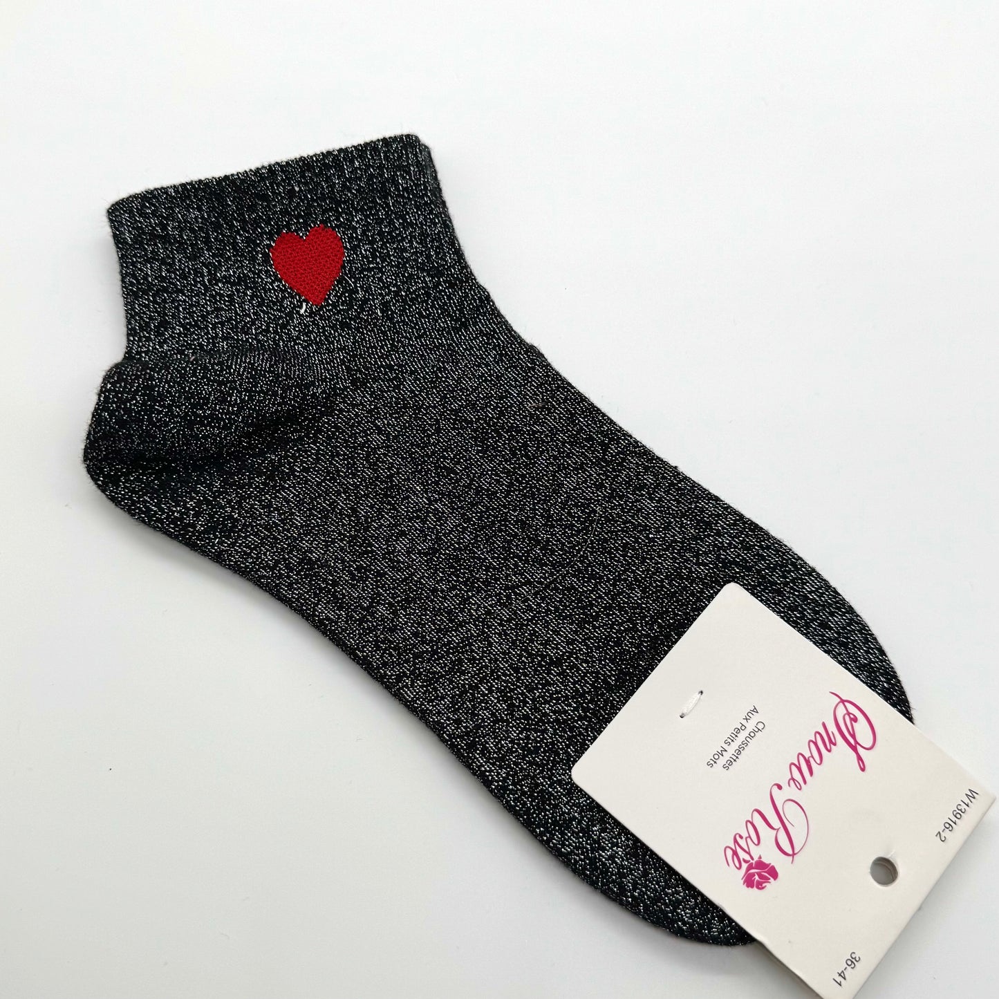 Chaussettes Socquettes à Paillettes à Message " ♥️ "