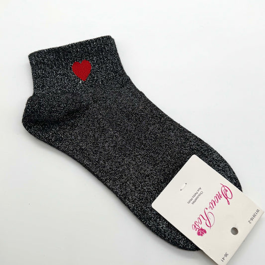 Chaussettes Socquettes à Paillettes à Message " ♥️ "