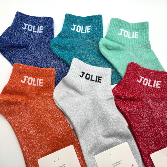 Chaussettes Socquettes à Paillettes à Message " Jolie "