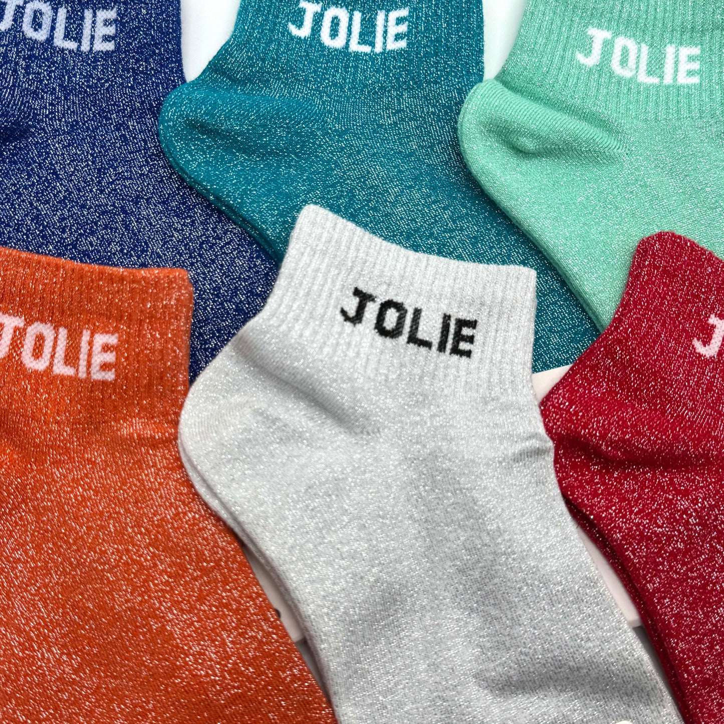 Chaussettes Socquettes à Paillettes à Message " Jolie "