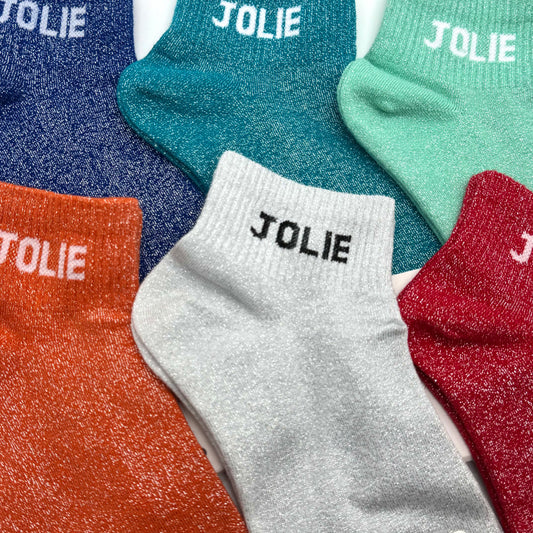 Chaussettes Socquettes à Paillettes à Message " Jolie "