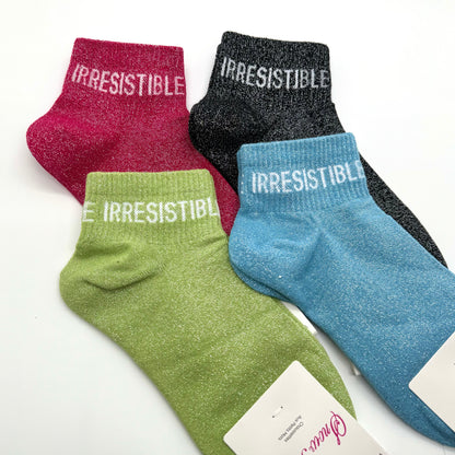 Chaussettes Socquettes à Paillettes à Message " Irresistible "
