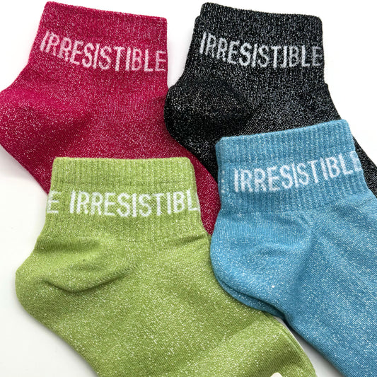Chaussettes Socquettes à Paillettes à Message " Irresistible "