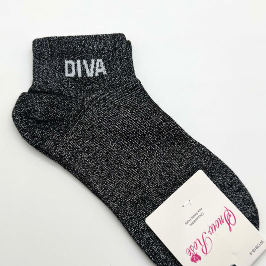 Chaussettes Socquettes à Paillettes à Message " Diva "