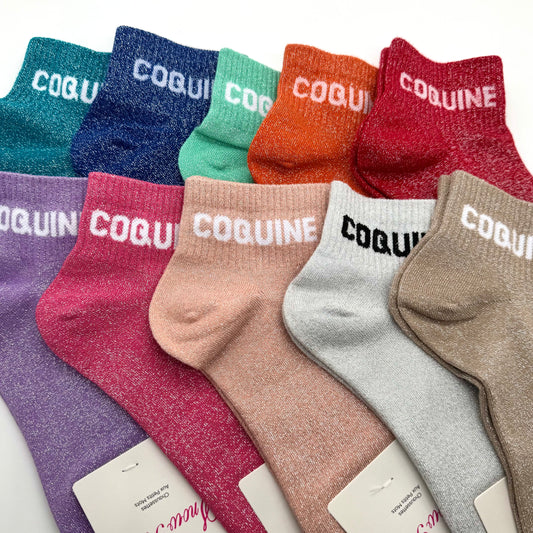Chaussettes Socquettes à Paillettes à Message " Coquine "
