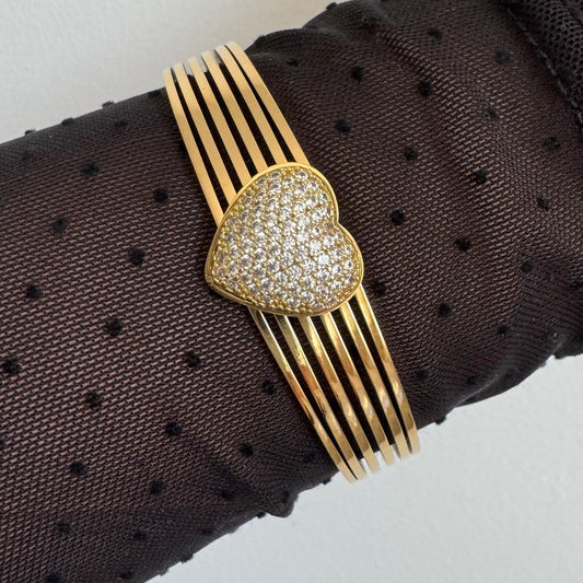 Bracelet Jonc Coeur Strass