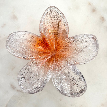 Pince à cheveux Fleur Paillettes transparentes