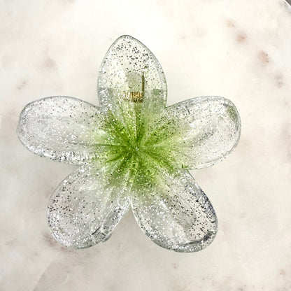 Pince à cheveux Fleur Paillettes transparentes