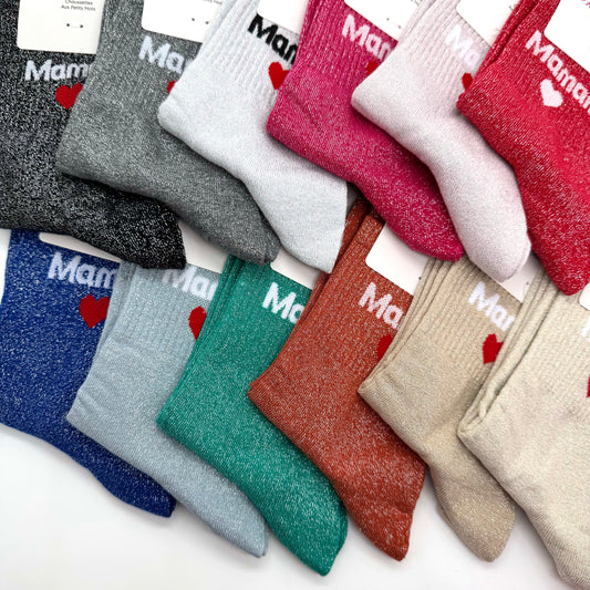 Chaussettes à Paillettes à Message " Maman  ♥️"