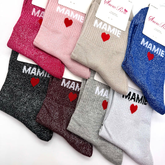 Chaussettes à Paillettes à Message "Mamie ♥️ "