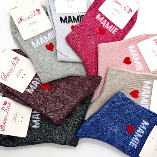 Chaussettes à Paillettes à Message "Mamie ♥️ "