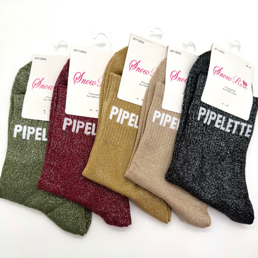Chaussettes à Paillettes à Message " Pipelette "